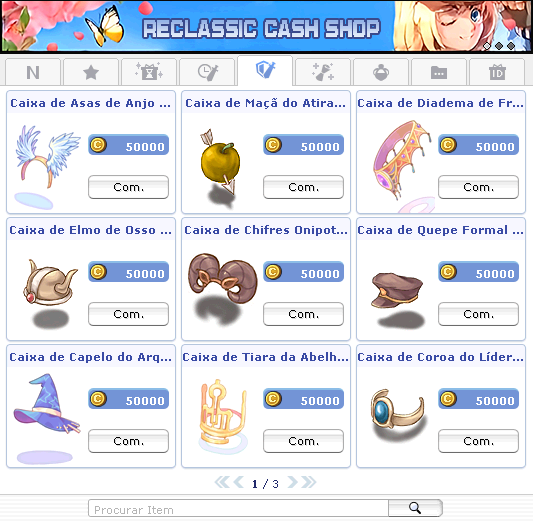 Loja de Chapéus Cash do ReClassic — onde se adquirem os Instáveis.