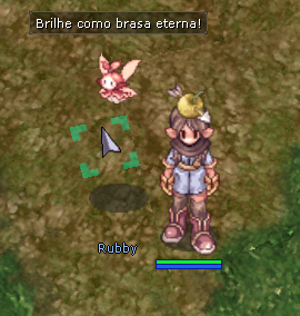 Exemplo de companion ativa — Rubby acompanha o herói e reage aos eventos da jornada com falas próprias.